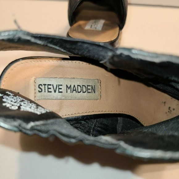 Women's Steve Madden Black Leather Sling‎ Back Sandal Size 6M - Picture 10 of 10